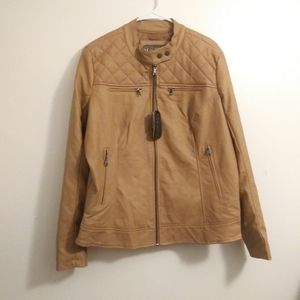 Nwt Brown vegan leather quilted jacket cavalini